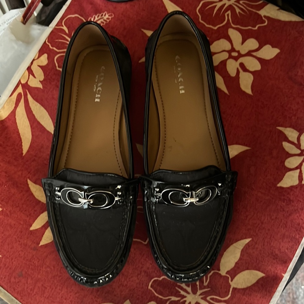 Coach Signature Logo Loafer C Chain Detail Black size 7